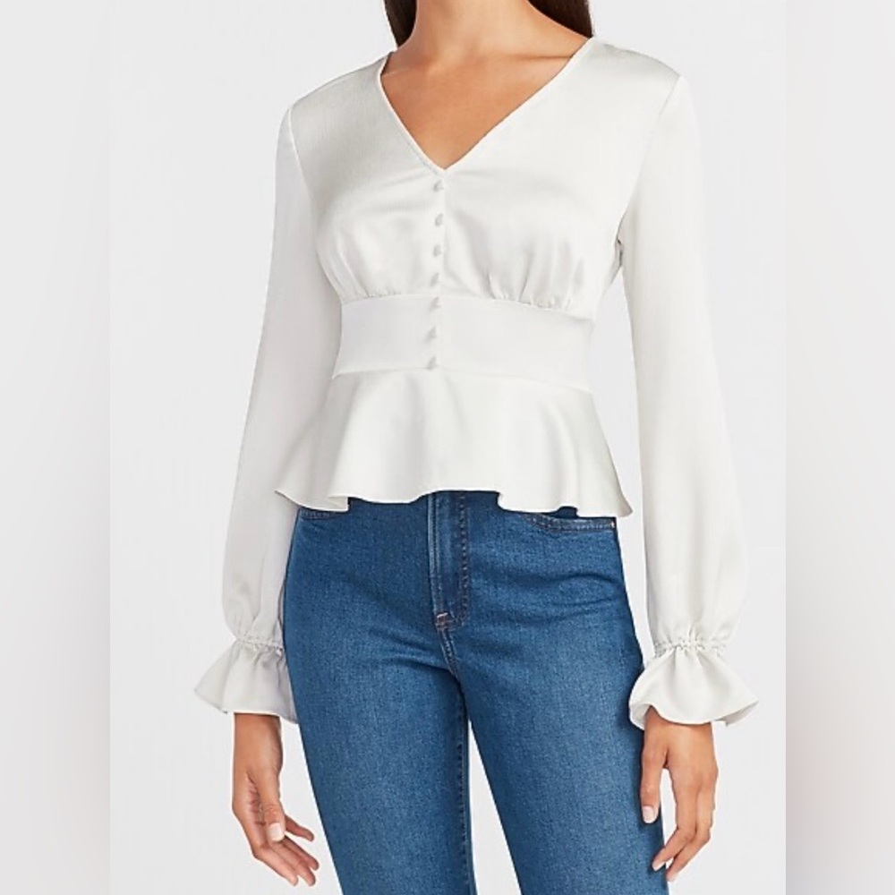 Express White Peplum Blouse